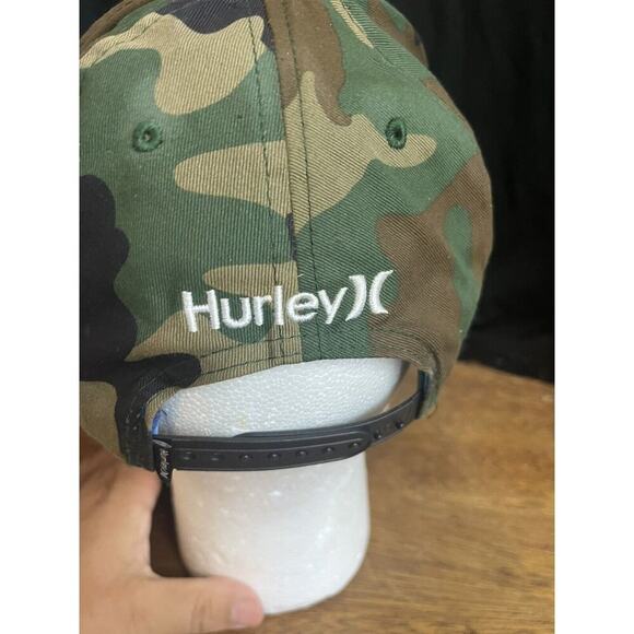 Hurley Hat Adult Large XL Green Brown Camo Flex Stretch Logo Hawaii Flower - Picture 1 of 4
